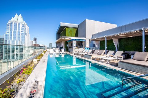 Westin Austin Downtown — rooftop pool and bar on 6th Street