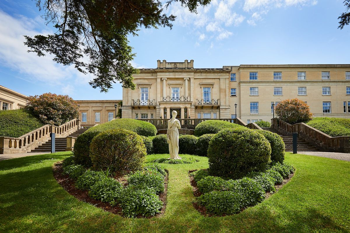 Bath UK — Georgian Royal Crescent and Roman Baths, UNESCO heritage city in Somerset England