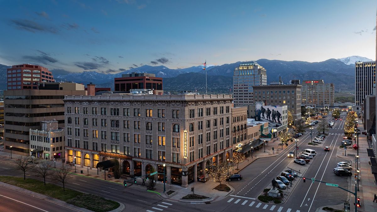 The Antlers Wyndham Hotel Colorado Springs — downtown high-rise hotel with Pikes Peak views from upper floors
