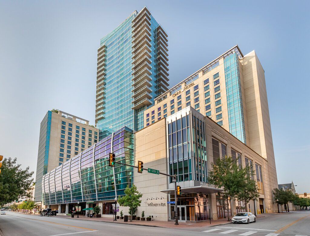Hilton Fort Worth — historic hotel facade on Main Street, downtown Fort Worth