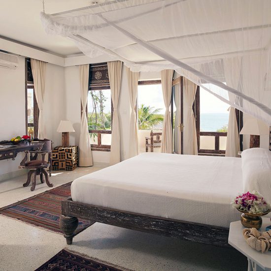 The Majlis Resort Lamu — 25-suite Manda Island Swahili-Arab beachfront flagship facing Lamu Old Town across channel