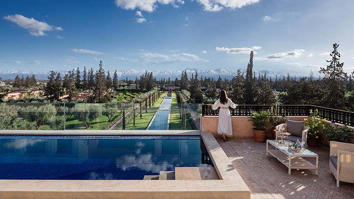 Kasbah Tamadot — Richard Branson owned luxury kasbah hotel in Atlas Mountains foothills with 28 rooms and Berber tents