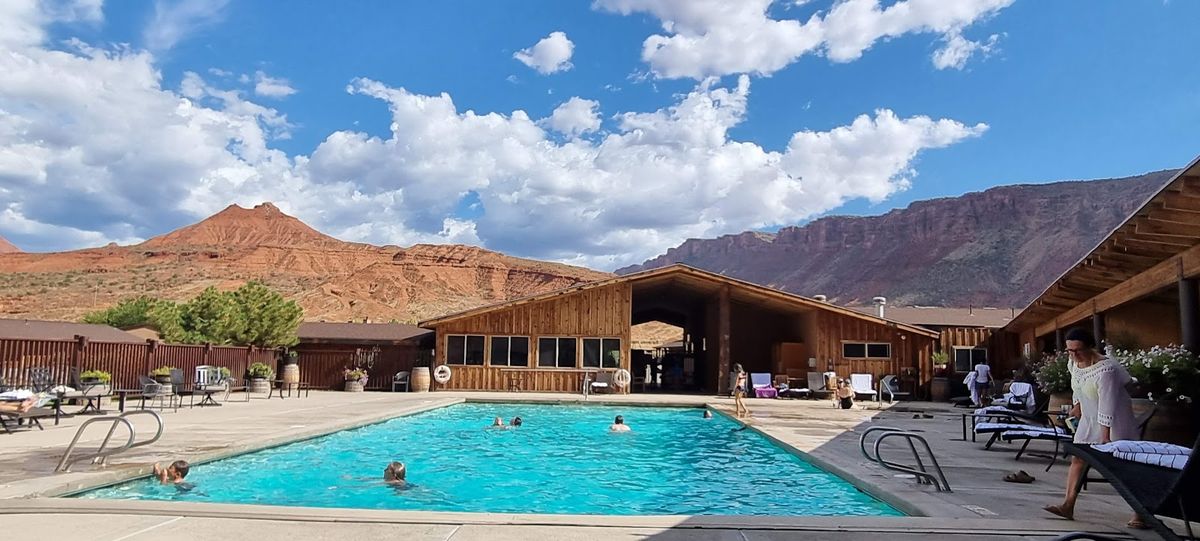 Element Moab — Marriott boutique hotel with desert-modern interior and outdoor pool on Highway 191