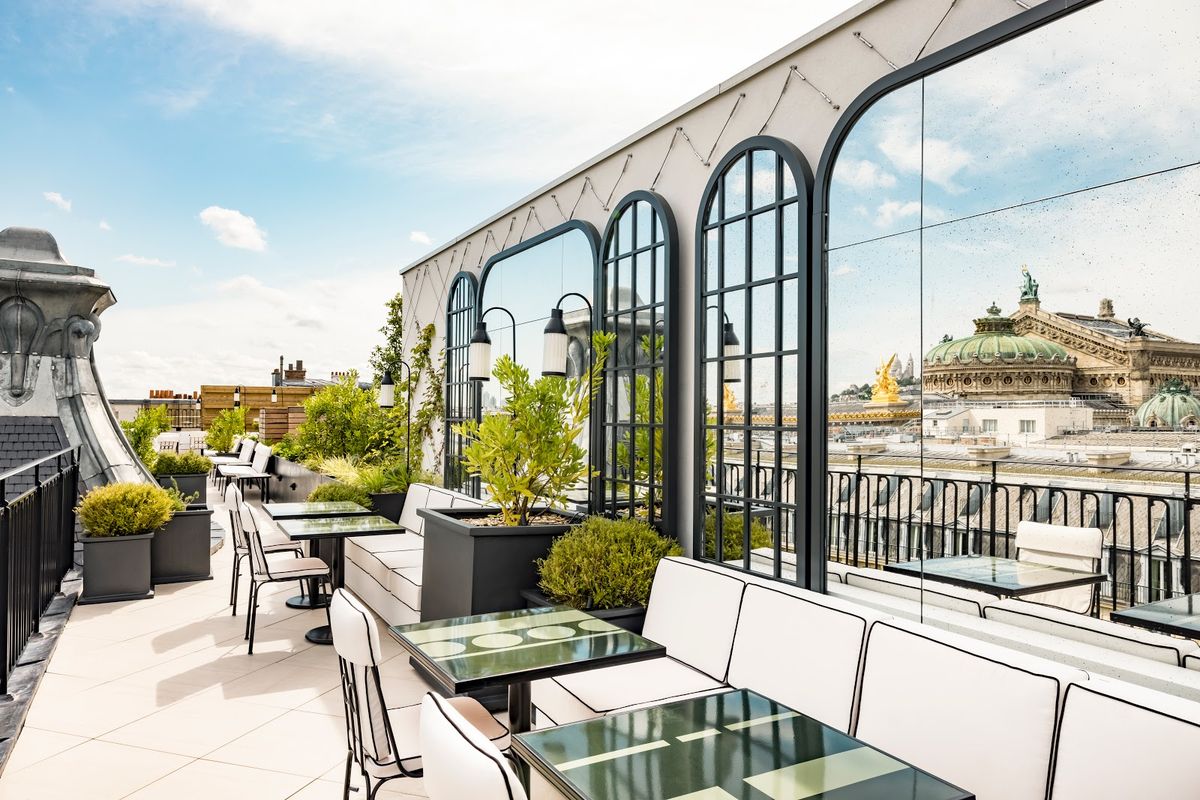 Hôtel Raphaël Paris — 1920s heritage hotel rooftop terrace with Eiffel Tower panorama