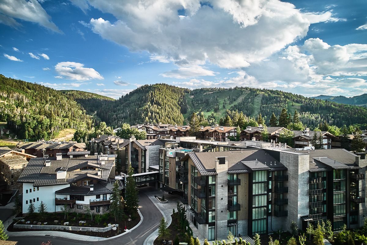 Park City Utah ski slopes — snow-covered mountains and pine forest, the American ski capital