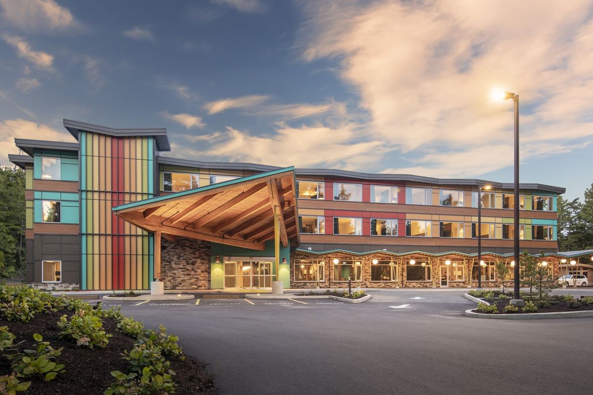 Hotel Zed Tofino — colour-forward design boutique hotel with retro VW van shuttle on Pacific Rim Highway, Tofino, British Columbia