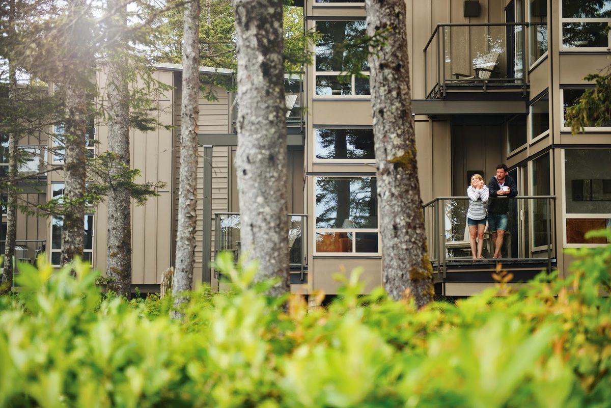Cox Bay Beach Resort — modern oceanfront suites with private balconies overlooking Cox Bay surf, Tofino