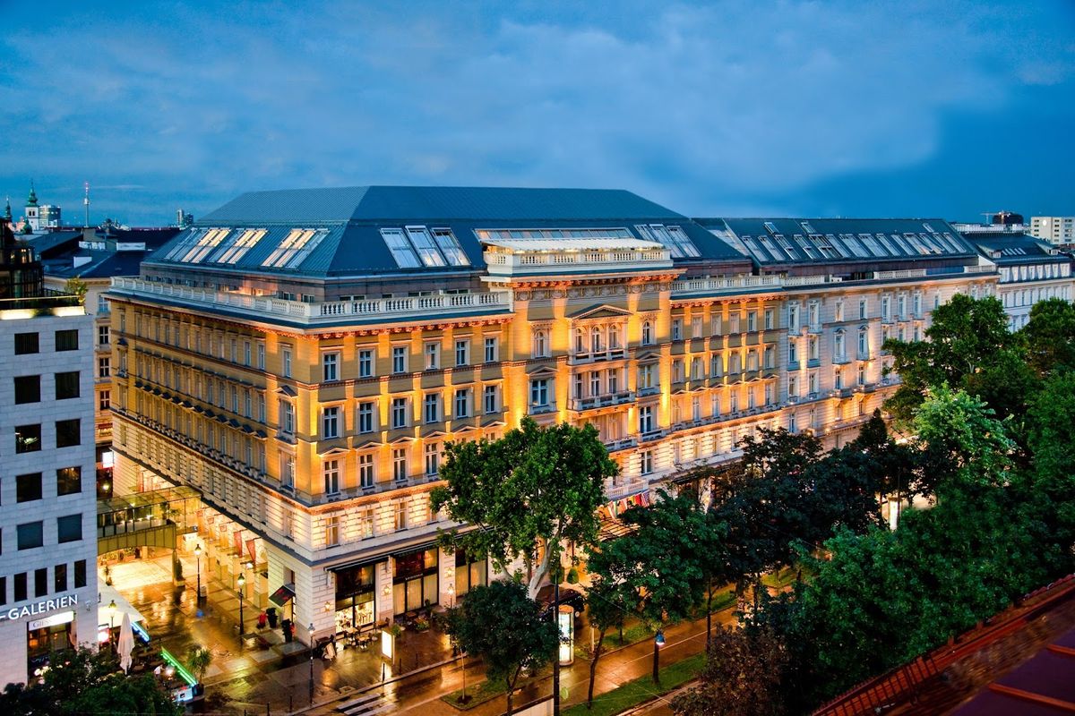 Palais Hansen Kempinski Vienna — restored 1873 palace hotel by Theophil Hansen architect of Vienna parliament with Michelin starred restaurant