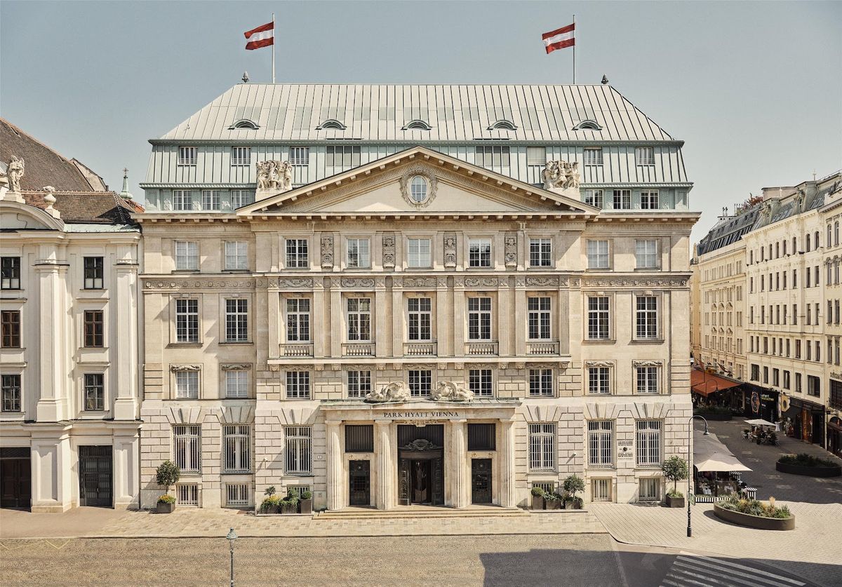 The Ritz-Carlton Vienna — five star hotel on Ringstrasse in restored 19th century palaces with rooftop bar overlooking Stadtpark